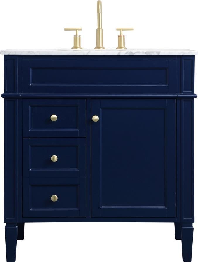 Elegant Lighting 32 Inch Blue Brushed Gold Bathroom Vanity: Elegant Lighting 32 Inch Blue Brushed Gold Bathroom Vanity Transform your bathroom with this stunning 32" Blue Vanity, designed for modern aesthetics. This contemporary-style vanity features a beautif