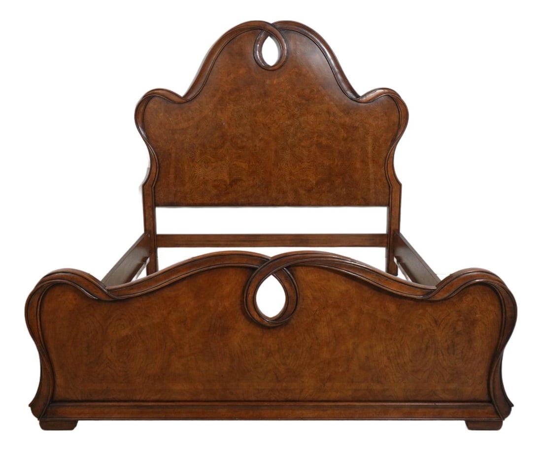 81w x 91d x 76.5h Henredon Art Nouveau King Bed Walnut (1 of 10)