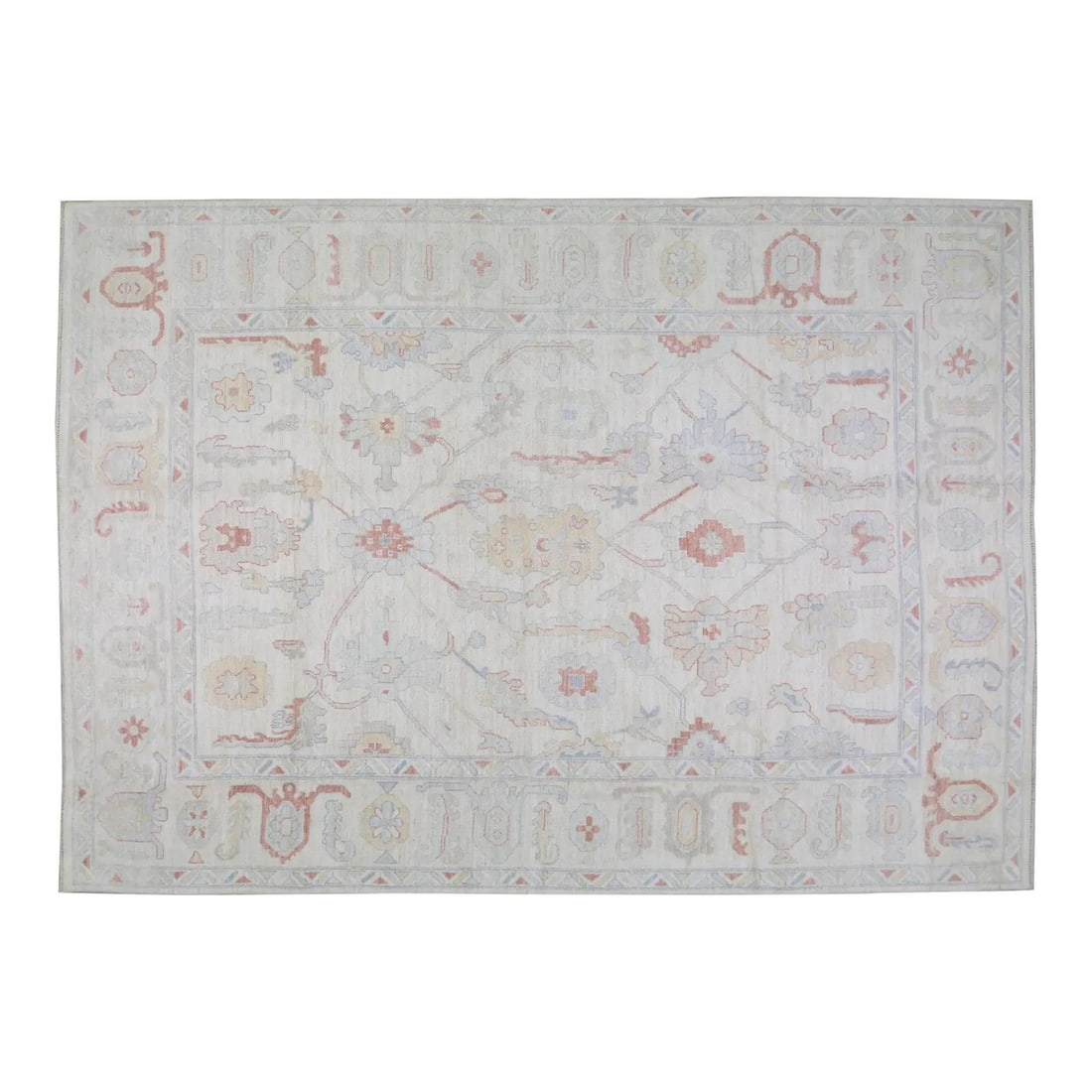 Gray Hand Knotted Wool Area Rug Oushak Style 8'7" x 12': Gray Hand Knotted Wool Area Rug Oushak Style 8'7" x 12' This Turkish Oushak rug is hand-knotted from wool using traditional rug-making techniques, combining timeless craftsmanship with contemporary de