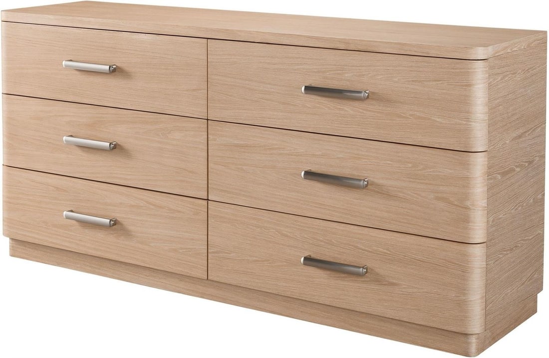 Universal Nomad White Oak Six Drawer Dresser 34H 72W 19D: Universal Nomad White Oak Six Drawer Dresser 34H 72W 19D This elegant White Oak Six Drawer Dresser from the Nomad Collection offers a stylish storage solution for any bedroom. Crafted by Universal, th