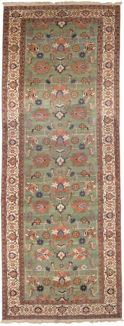 Hand Knotted Wool Serapi Floral Runner 26'9 x 9'8 (1 of 18)