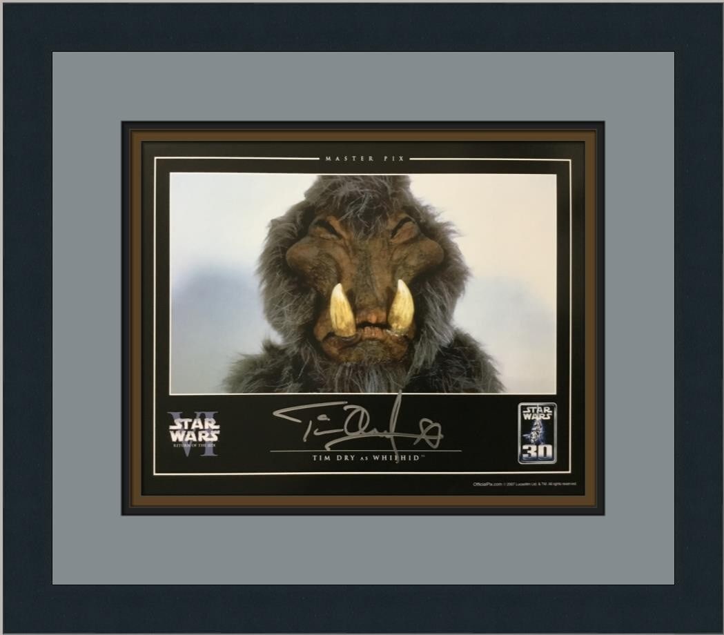 Whiphid Tim Dry Signed Cardstock Photo Custom Framed Star Wars VI: Whiphid Tim Dry Signed Cardstock Photo Custom Framed Star Wars VI Celebrate the legacy of Star Wars with this officially authenticated cardstock photograph of the iconic Whiphid character, signed by T