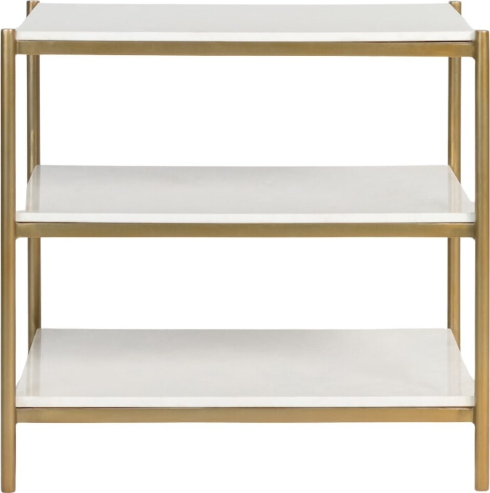 Alder Tweed Hollywood Regency End Table Marble Brass (1 of 5)