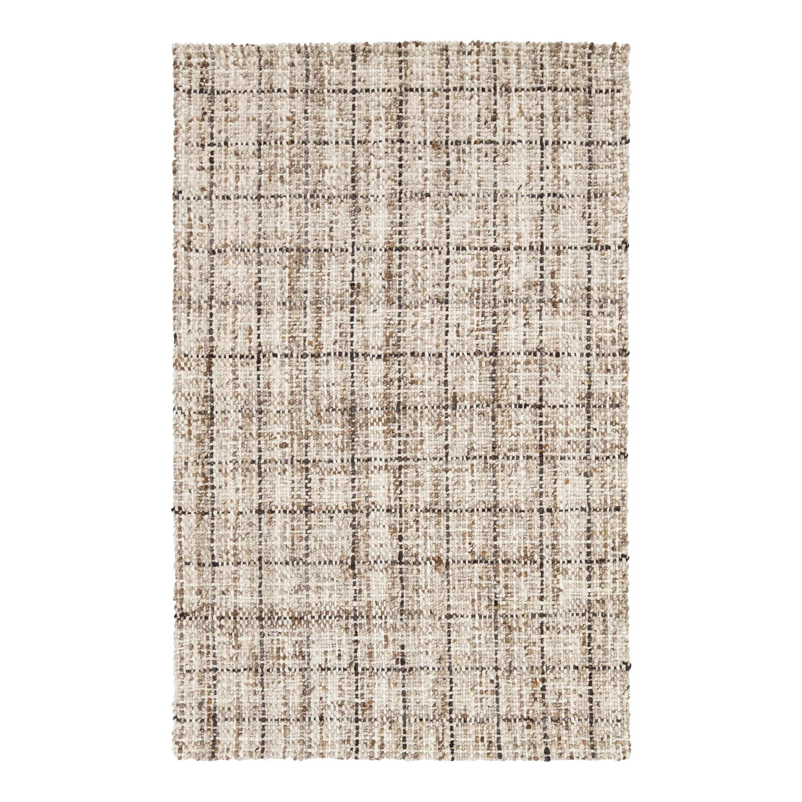 Handmade Brown Wool Rug 5' x 8' Geometric Design (1 of 10)