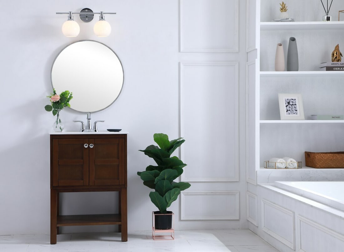 Collier 2 Light Chrome Metal Wall Sconce with Frosted White Glass Shades (1 of 11)