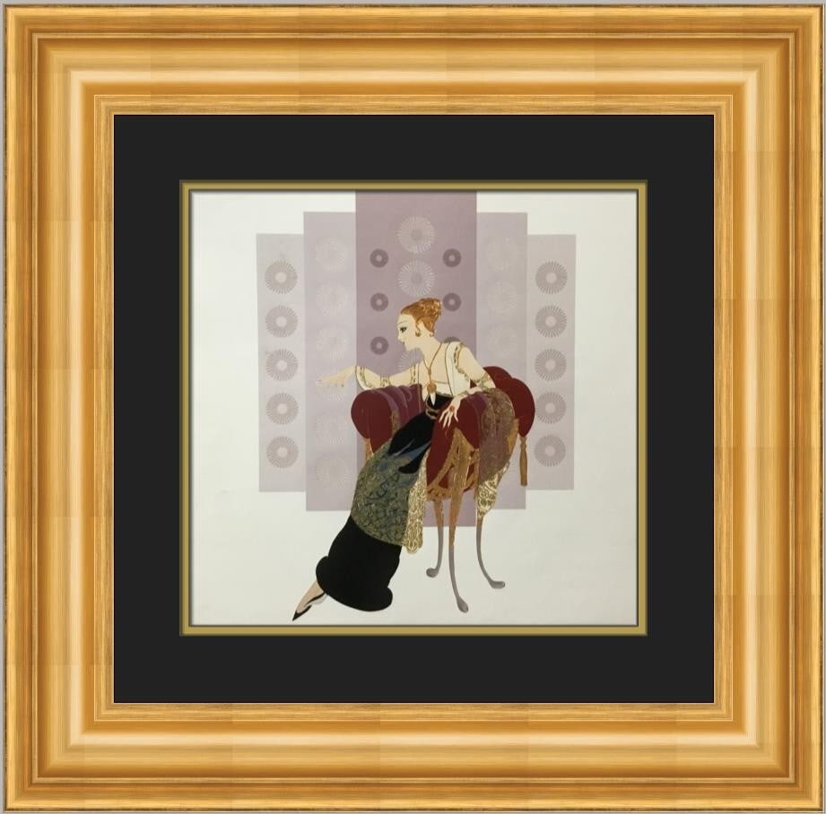 Custom Framed Erte Lillies and Lace Reproduction Lithograph Print (1 of 2)