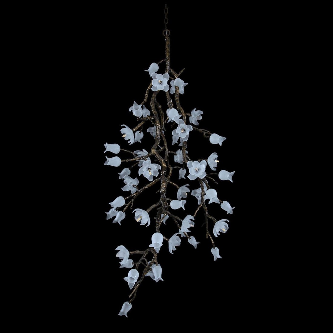 John-Richard Churippu Vertical Bronze Glass Chandelier 21 Lights: John-Richard Churippu Vertical Bronze Glass Chandelier 21 Lights Illuminate your space with this stunning Vertical Bronze Glass Chandelier featuring 21 lights. The chandelier boasts a sleek round cano