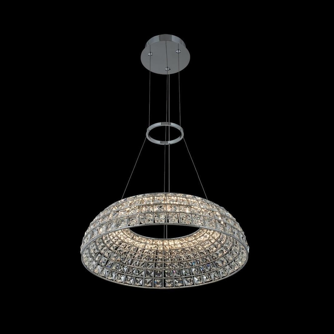 Kalco Nuvole Chrome Crystal LED Pendant Light 20 Inch Dimmable: Kalco Nuvole Chrome Crystal LED Pendant Light 20 Inch Dimmable Illuminate your space with the Elegant Nuvole Chrome & Crystal Pendant Light, a stunning piece that combines modern design with luxurious