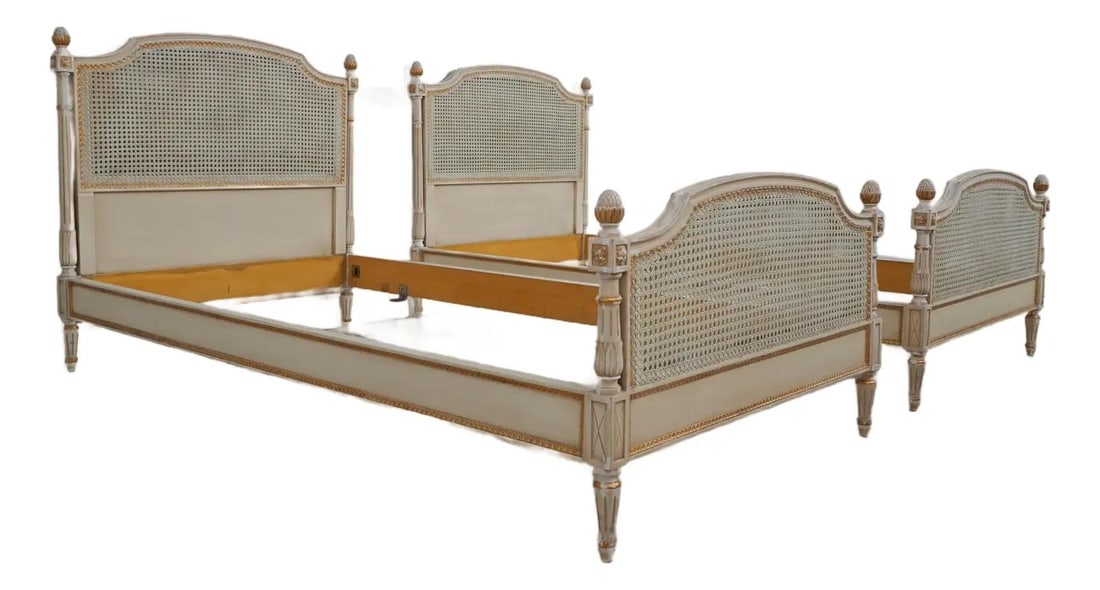 Pair of French Louis XVI Style Twin Cane Beds (1 of 10)