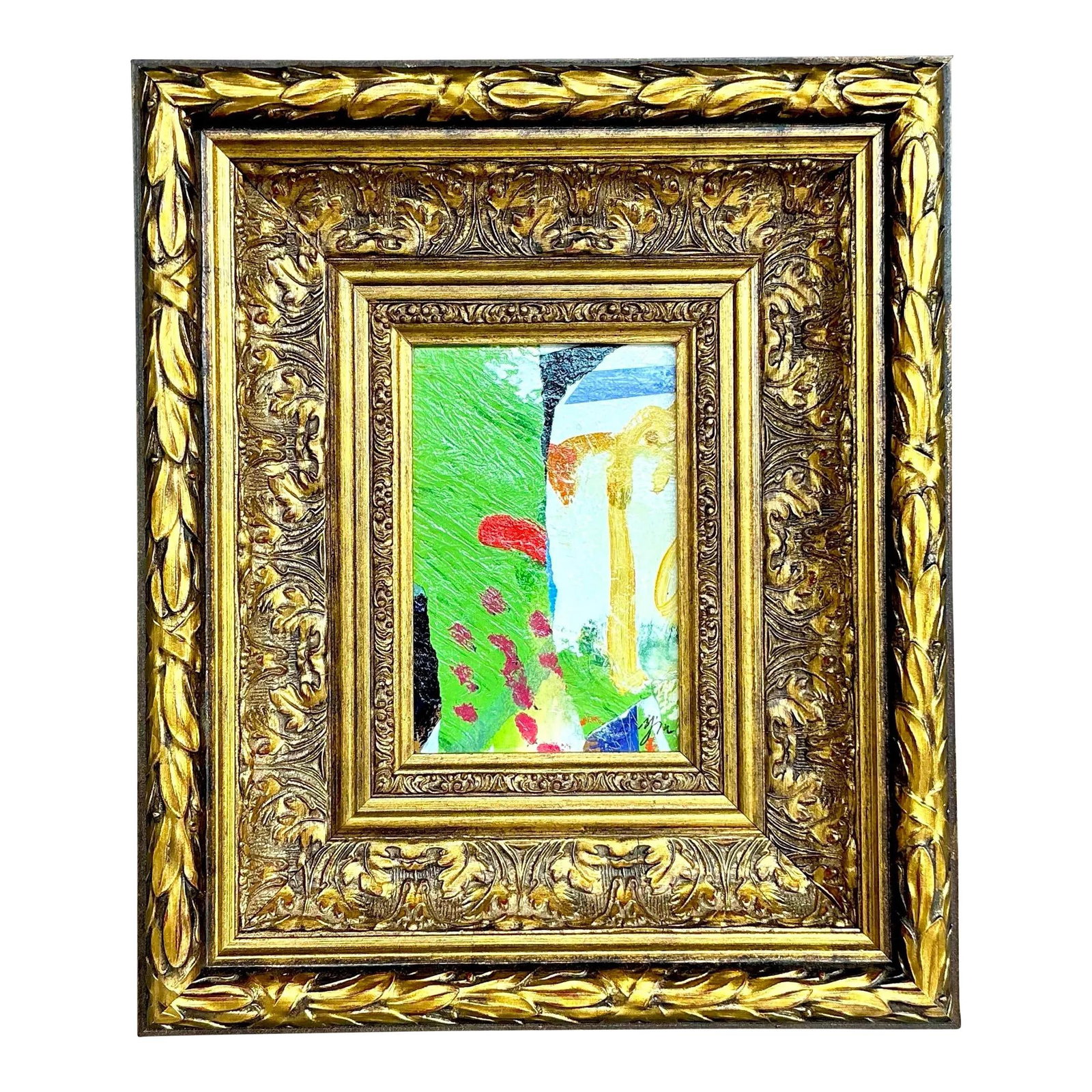 Vintage Boho Original Abstract Oil Painting Wood 11.25x13.25 (1 of 6)