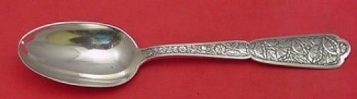 Wood and Hughes Byzantine Sterling Serving Spoon 8 1/2": Wood and Hughes Byzantine Sterling Serving Spoon 8 1/2" A sterling silver serving spoon in the Byzantine pattern by Wood & Hughes. It is monogrammed, with monos varying, and is in excellent pre-owned 
