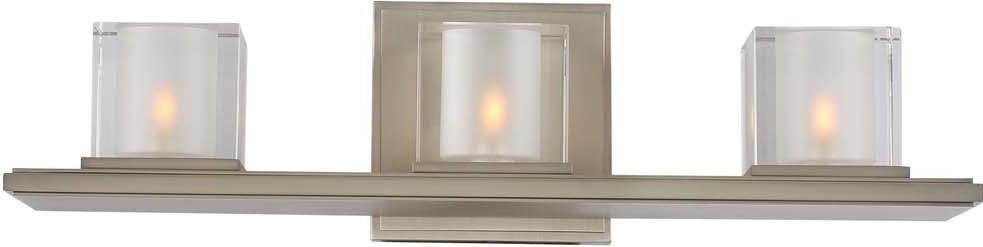 Kalco Elegant Modern Cube Bath Light 3-Light Satin Nickel: Kalco Elegant Modern Cube Bath Light 3-Light Satin Nickel Illuminate your space with this Elegant Modern Bath Light featuring stunning crystal cubes. Crafted from heavy gauge steel and adorned with cr