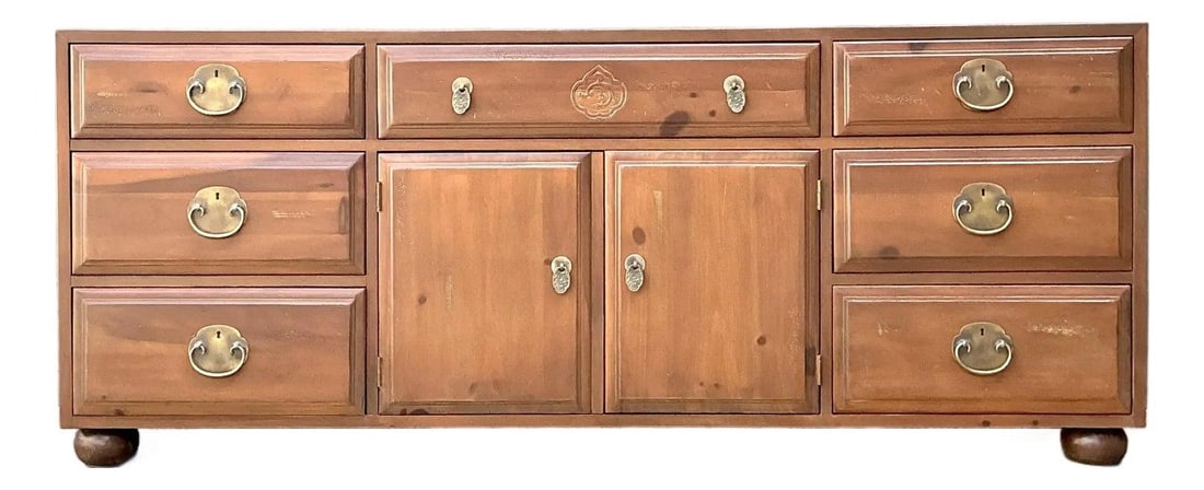 Henredon Pine Sideboard with Brass Batwing Pulls (1 of 10)