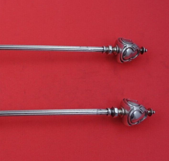George Sharp Gothic Dome Sterling Silver Salad Serving Set 2pc - 3