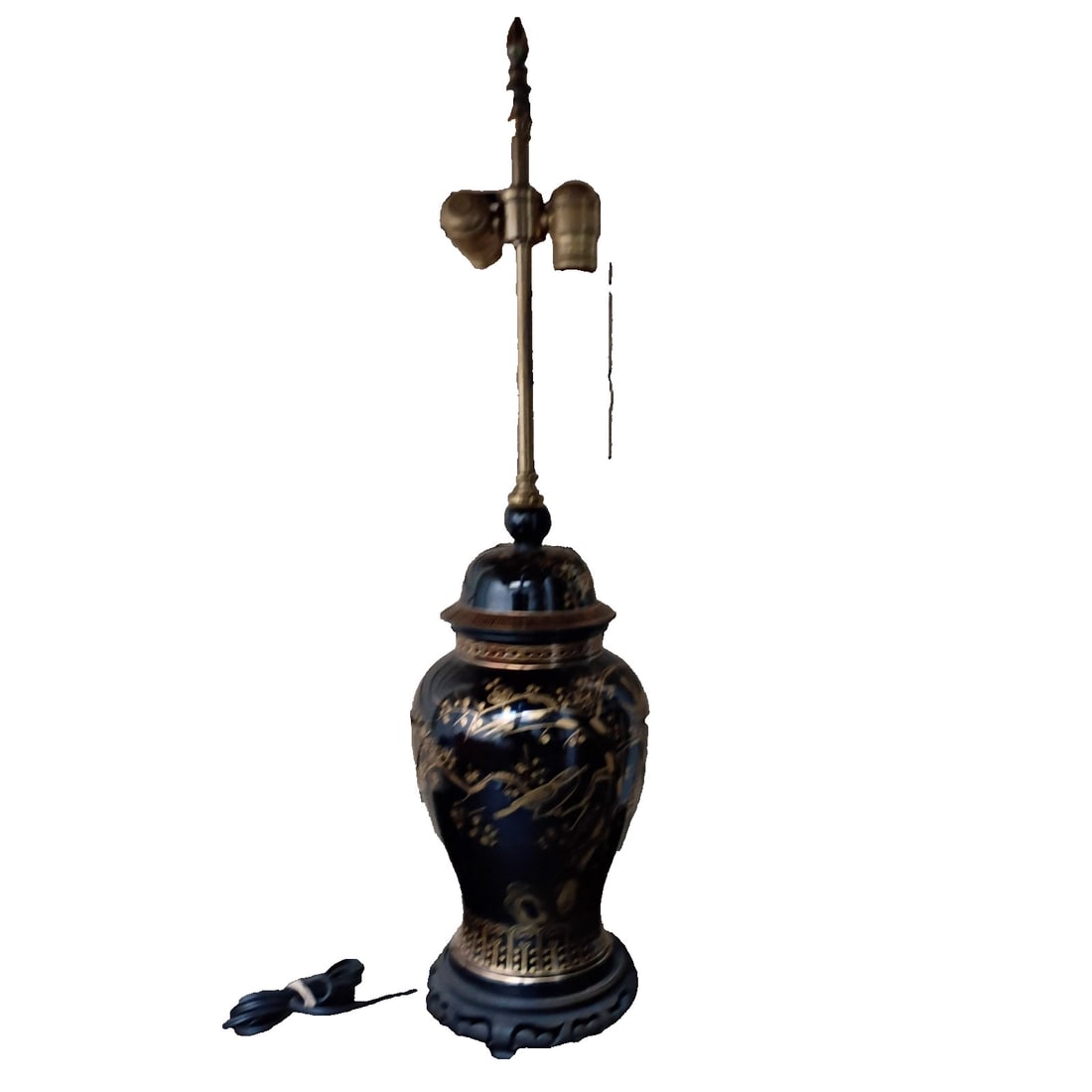 Warren Kessler porcelain ginger jar table lamp in cobalt blue (1 of 10)