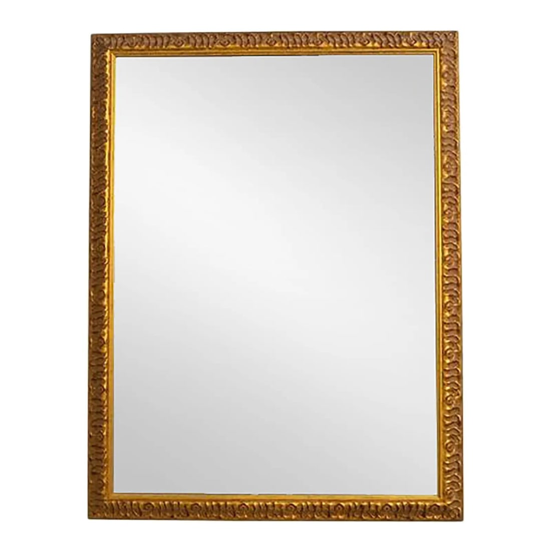 Vintage Ornate Gold Frame Mirror 24 x 31 with Distressed Detail: Vintage Ornate Gold Frame Mirror 24 x 31 with Distressed Detail This stunning ornate carved rectangular mirror features a high-quality construction with intricate details and intentional distressing o