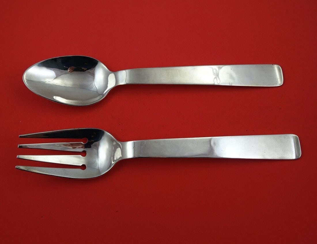 Maciel Sterling Silver Salad Serving Set 2pc Heavy 10 3/4 Inches (1 of 2)