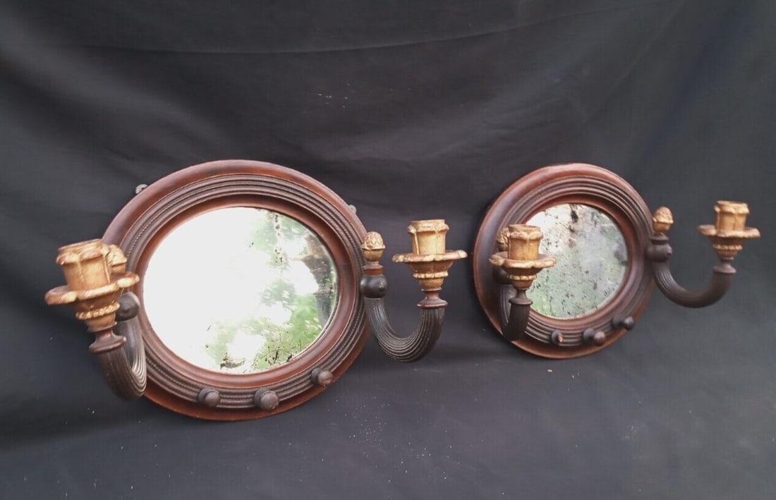 Pair of Regency girandole wall mirrors with swivel candle arms (1 of 18)