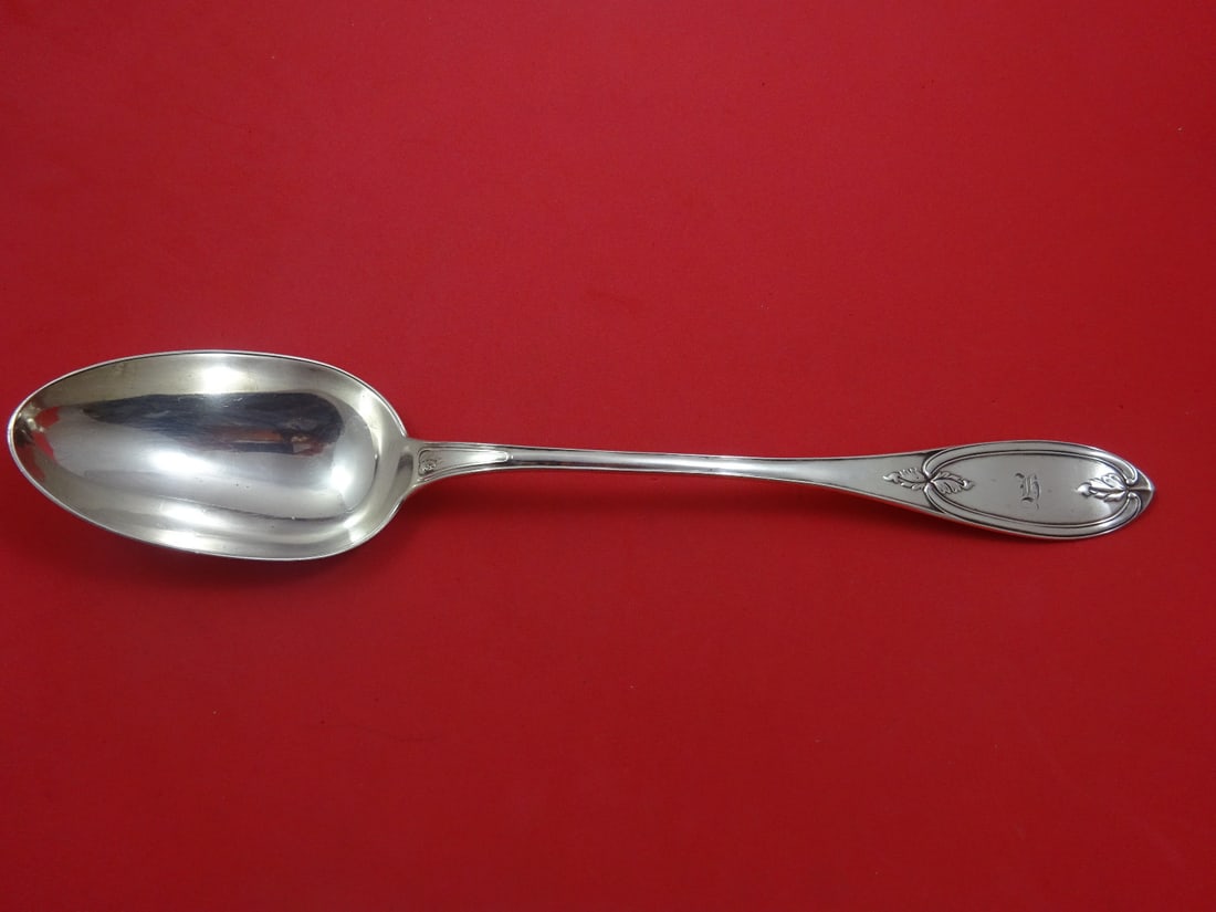 Sterling Silver Platter Serving Spoon Gale & Caldwell Olive 12 3/4" (1 of 1)
