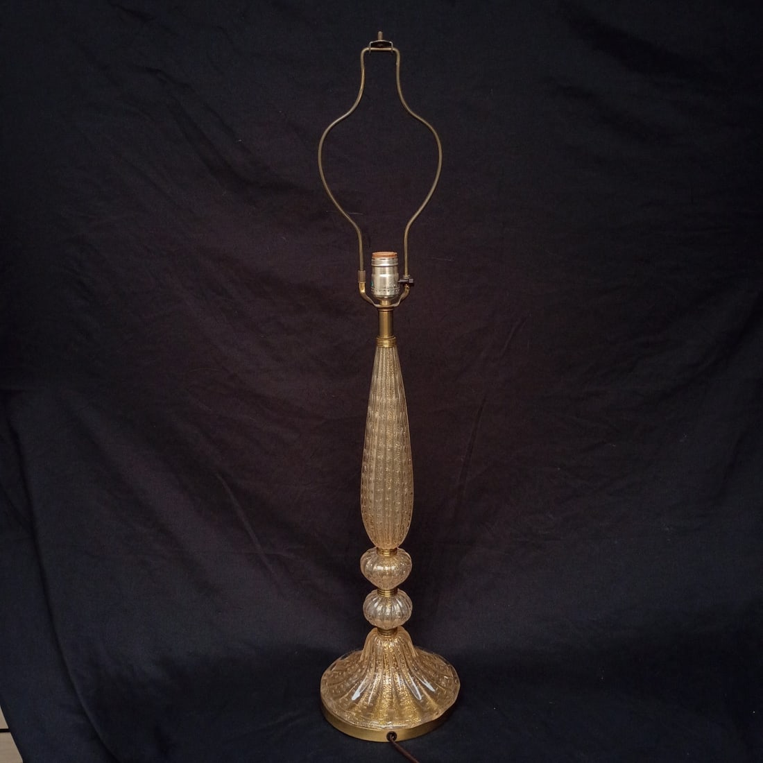 35 inch Murano Italian art glass table lamp with gold fleck (1 of 18)