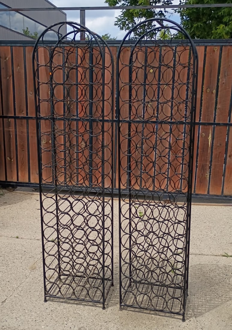 Pair of Arthur Umanoff Iron Wine Racks 67 Bottle with Glider Feet (1 of 10)