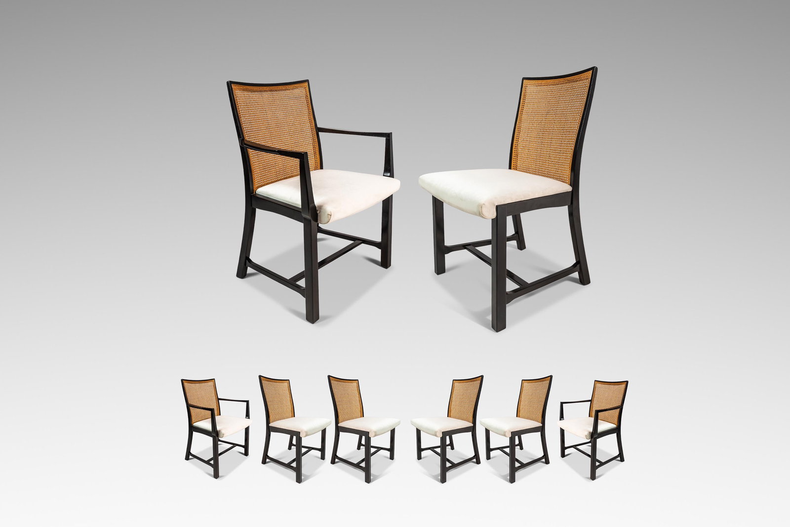 Set of 6 Mid-Century Modern Ebony Lacquered Dining Chairs by Michael Taylor for Baker (1 of 10)