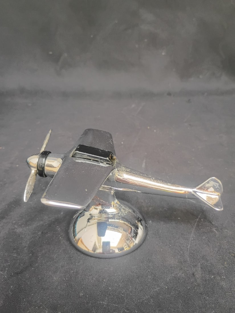 Hamilton Airflame figural airplane tabletop lighter Art Deco silver tone (1 of 8)