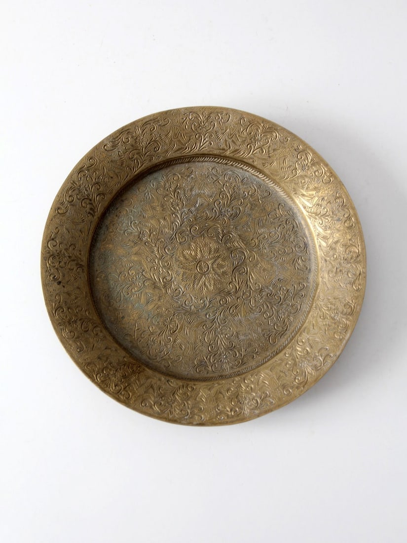 Persian Floral Arabesque Brass Wall Plate 9.75 inch (1 of 8)