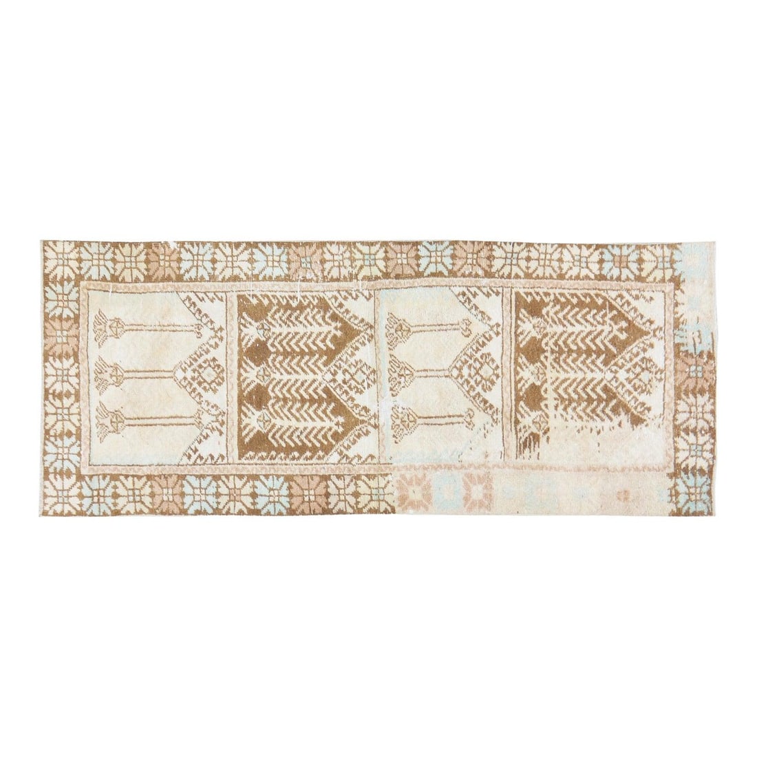Handmade Anatolian Wool Runner Rug 3'1 x 8'2 Traditional Turkish Design: Handmade Anatolian Wool Runner Rug 3'1 x 8'2 Traditional Turkish Design This vintage Turkish Anatolian rug is hand-knotted from wool using traditional rug-making techniques. Its design combines classi