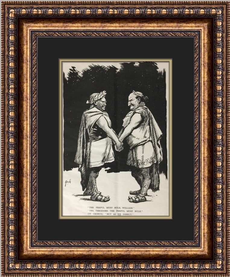Framed Theodore Roosevelt editorial cartoon print from Leslie's Weekly (1 of 2)