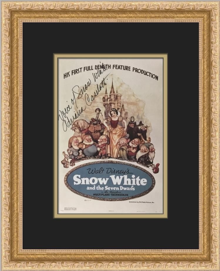 Framed Disney Snow White theatrical lithograph signed by Adriana Caselotti: Framed Disney Snow White theatrical lithograph signed by Adriana Caselotti Framed theatrical lithograph featuring Adriana Caselotti, the voice of Snow White in Snow White and the Seven Dwarfs. This pr