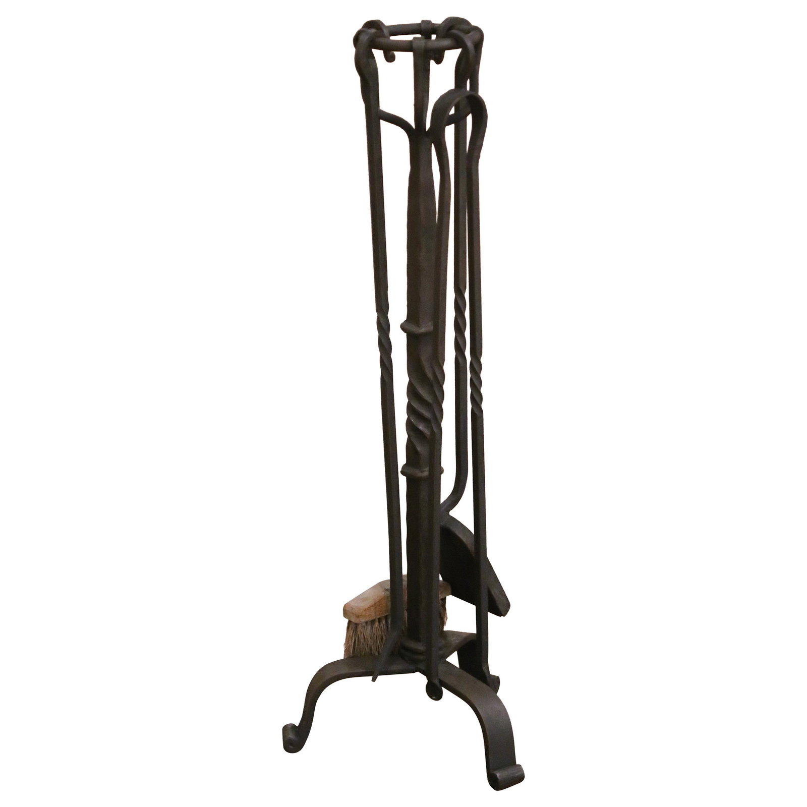 French Wrought Iron Five-Piece Gothic Fireplace Tool Set With Stand (1 of 10)