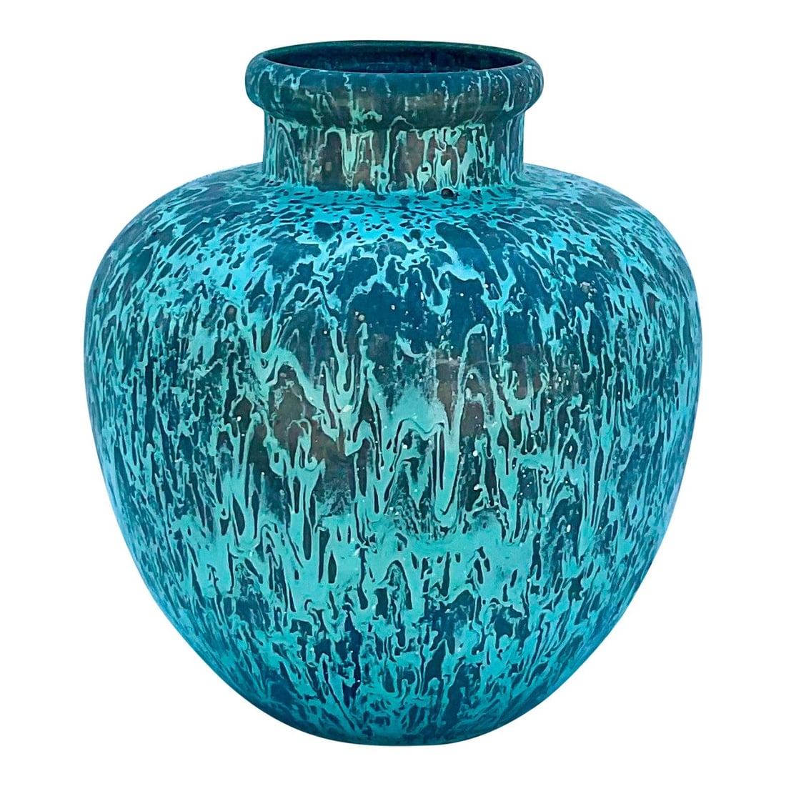 Hand Painted Art Pottery Urn with Gloss Glaze 12 Inches (1 of 10)