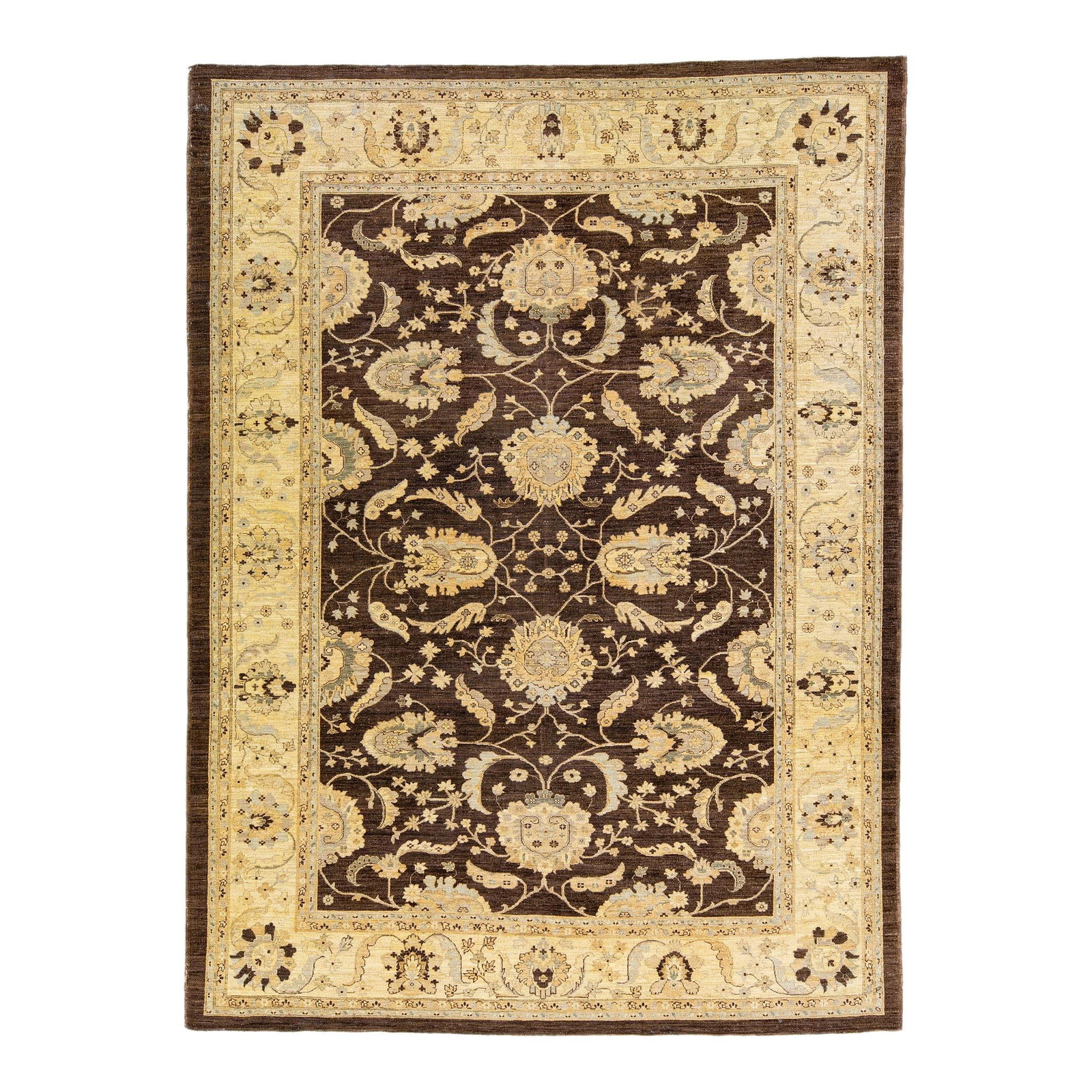 Oversize Modern Peshawar Handmade Brown Wool Rug 9'11 x 13'6 (1 of 9)