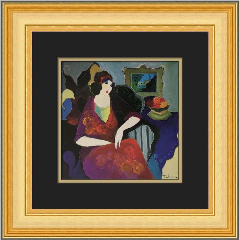 Itzchak Tarkay Jeanne Custom Framed Art Print 16 x 16: Itzchak Tarkay Jeanne Custom Framed Art Print 16 x 16 This beautifully custom framed print titled "Jeanne" by artist Itzchak Tarkay showcases contemporary art at its finest. Produced in 1979, this pie