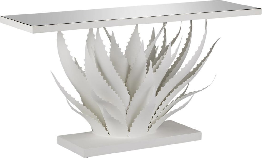 Currey Contemporary White Console Table Nature Inspired 60.25" (1 of 7)
