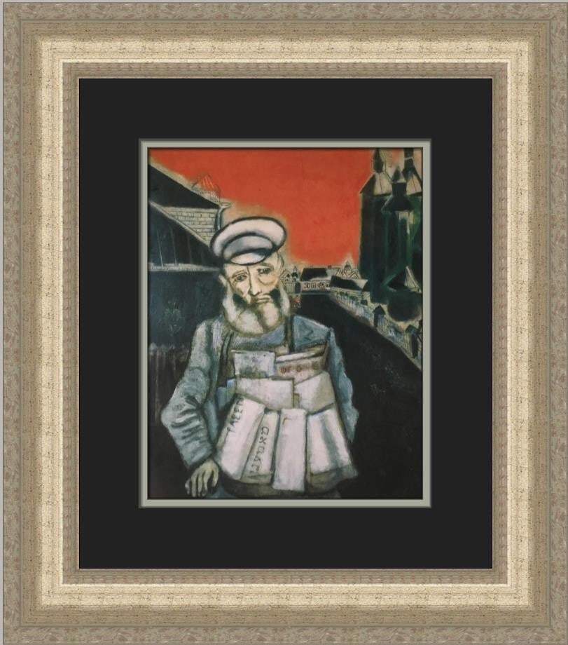 Marc Chagall The Newspaper Vendor Custom Framed Art Print 1988 (1 of 2)