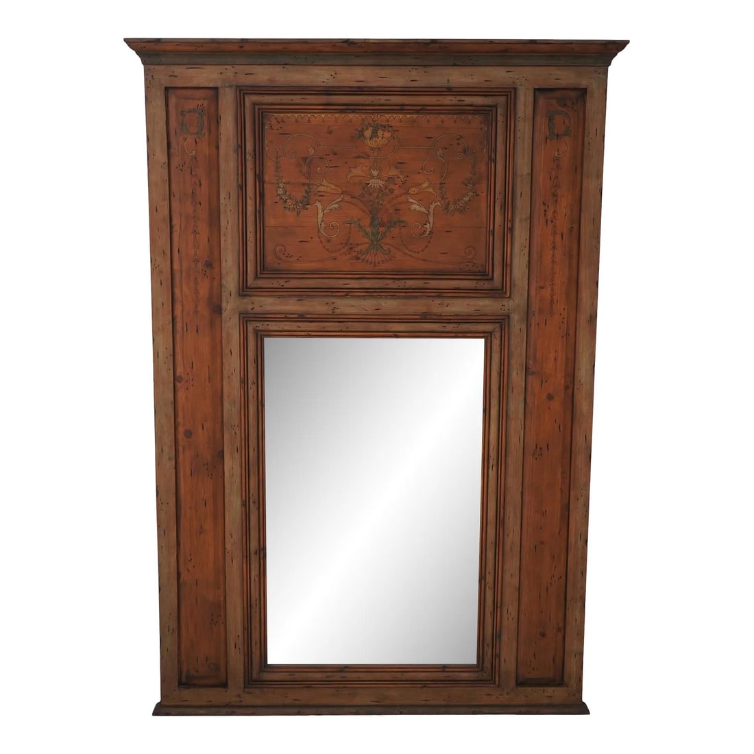 Impressive 46" Italian Distressed Painted Mirror with Beveled Glass: Impressive 46" Italian Distressed Painted Mirror with Beveled Glass Elevate your home decor with this stunning Large Italian Style Distressed Painted Mirror, boasting an impressive design that combine