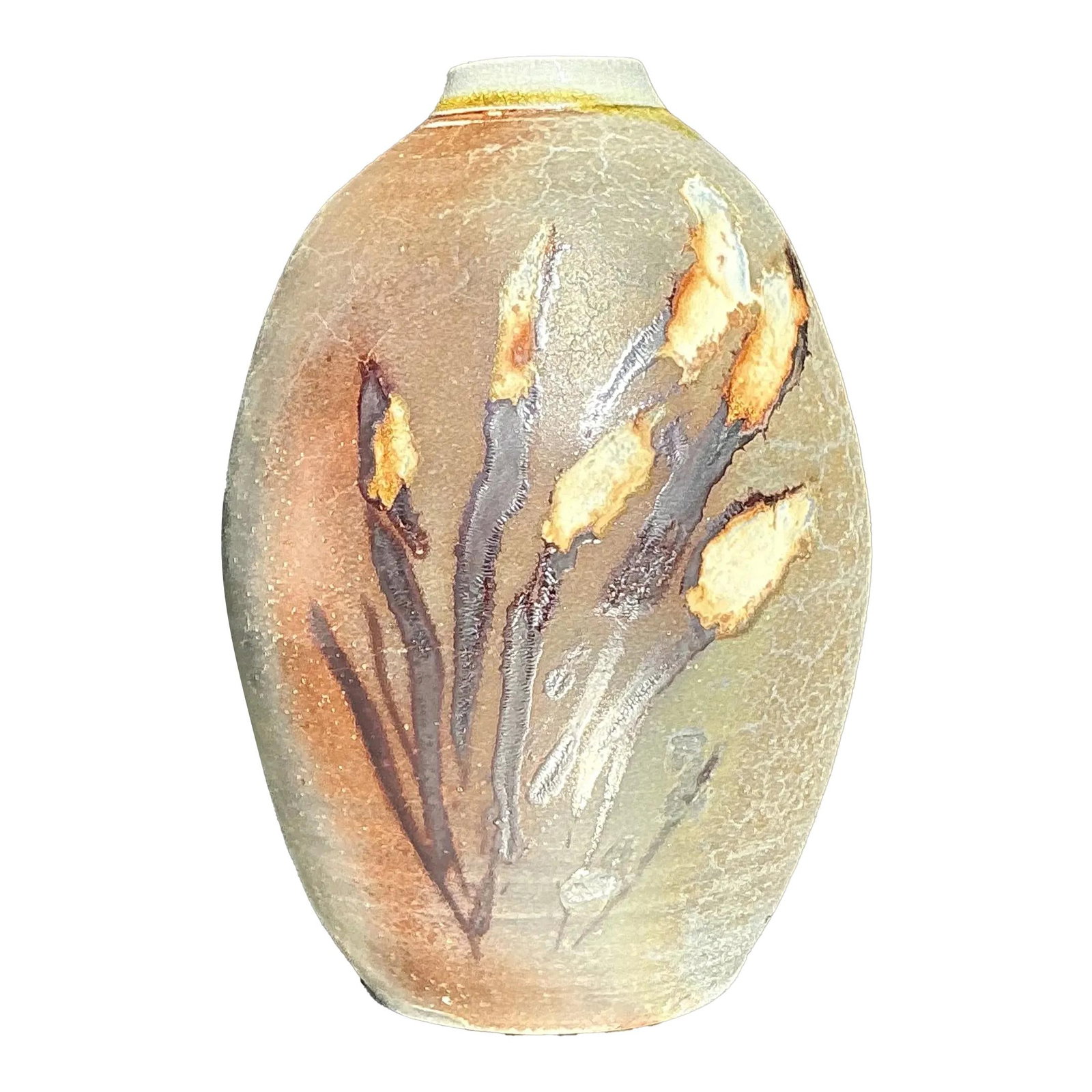 Handcrafted Vintage Boho Pottery Vase Ecru 5.75" Tall: Handcrafted Vintage Boho Pottery Vase Ecru 5.75" Tall This Vintage Boho Studio Pottery Vase showcases a beautifully handcrafted design in earthy tones with a unique textured finish, radiating rustic c