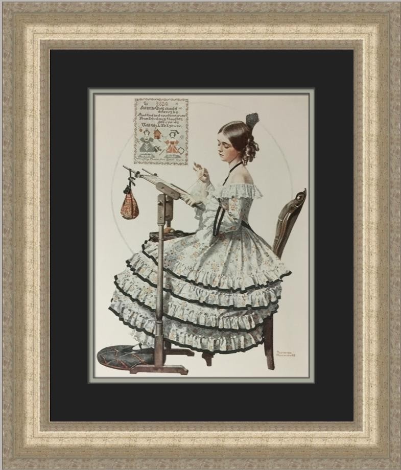 Norman Rockwell The Sampler Custom Framed Print 21x19 (1 of 2)