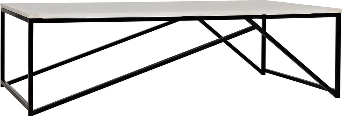 Molimo Coffee Table by Noir Bianco Crown Marble Matte Black Finish: Molimo Coffee Table by Noir Bianco Crown Marble Matte Black Finish Introducing the Exquisite Molimo Coffee Table, a stunning blend of Bianco Crown Marble and Industrial Steel, designed to elevate your