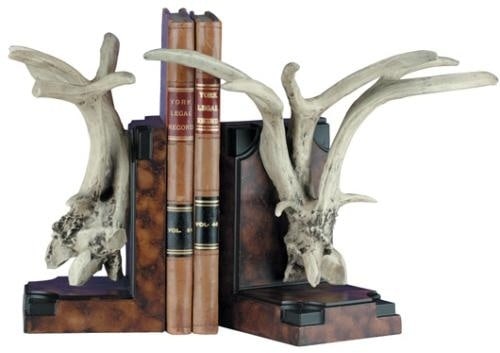 Lodge Style Antler Bookends Hand-Cast Resin Ivory Finish (1 of 1)