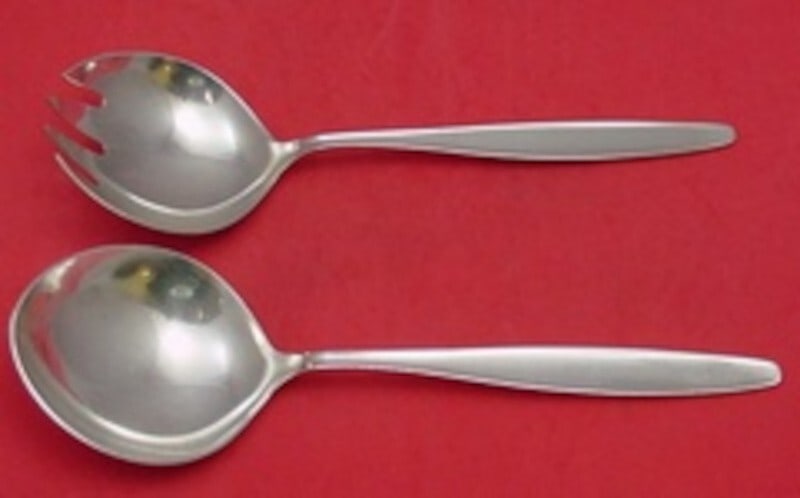 2-piece Sterling Silver Salad Servers Georg Jensen Cypress 9 3/4" (1 of 2)