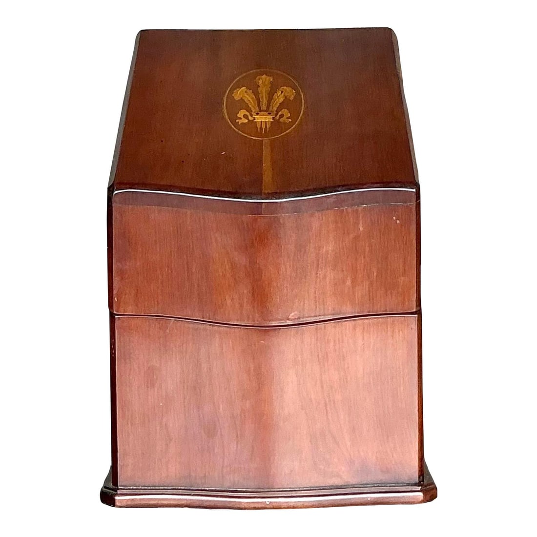 Vintage Georgian Inlaid Plume Knife Box Wood Sienna 9.75x9.75x14.25 (1 of 7)