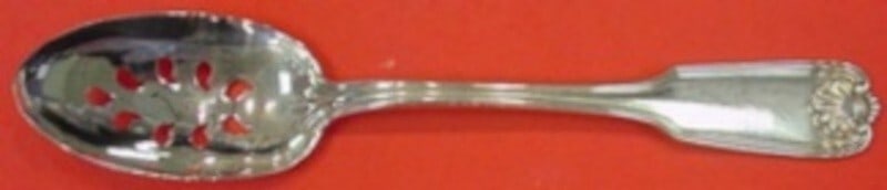 Towle Sterling Silver Benjamin Franklin 9-Hole Slotted Serving Spoon: Towle Sterling Silver Benjamin Franklin 9-Hole Slotted Serving Spoon Elevate your dining experience with the stunning Towle Sterling Silver Serving Spoon from the Benjamin Franklin pattern. This exqui