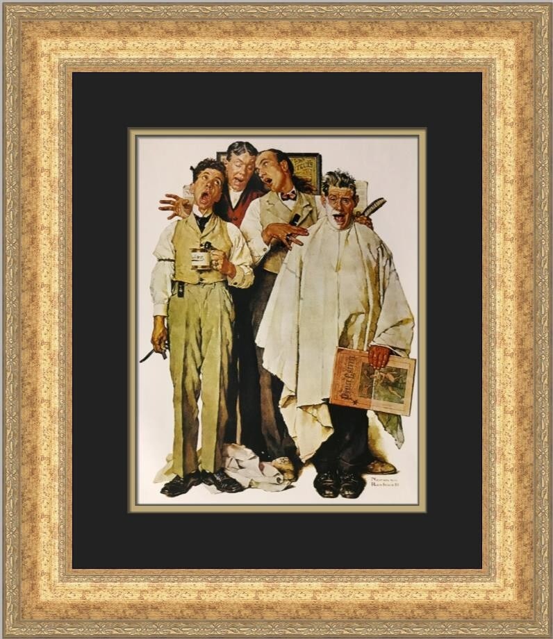 Norman Rockwell The Barbershop Quartet Custom Framed Art Print 1979 (1 of 2)