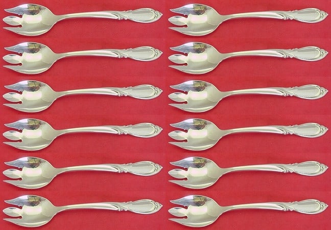 International Sterling Silver Rhapsody New Ice Cream Forks Set of 12 (1 of 4)