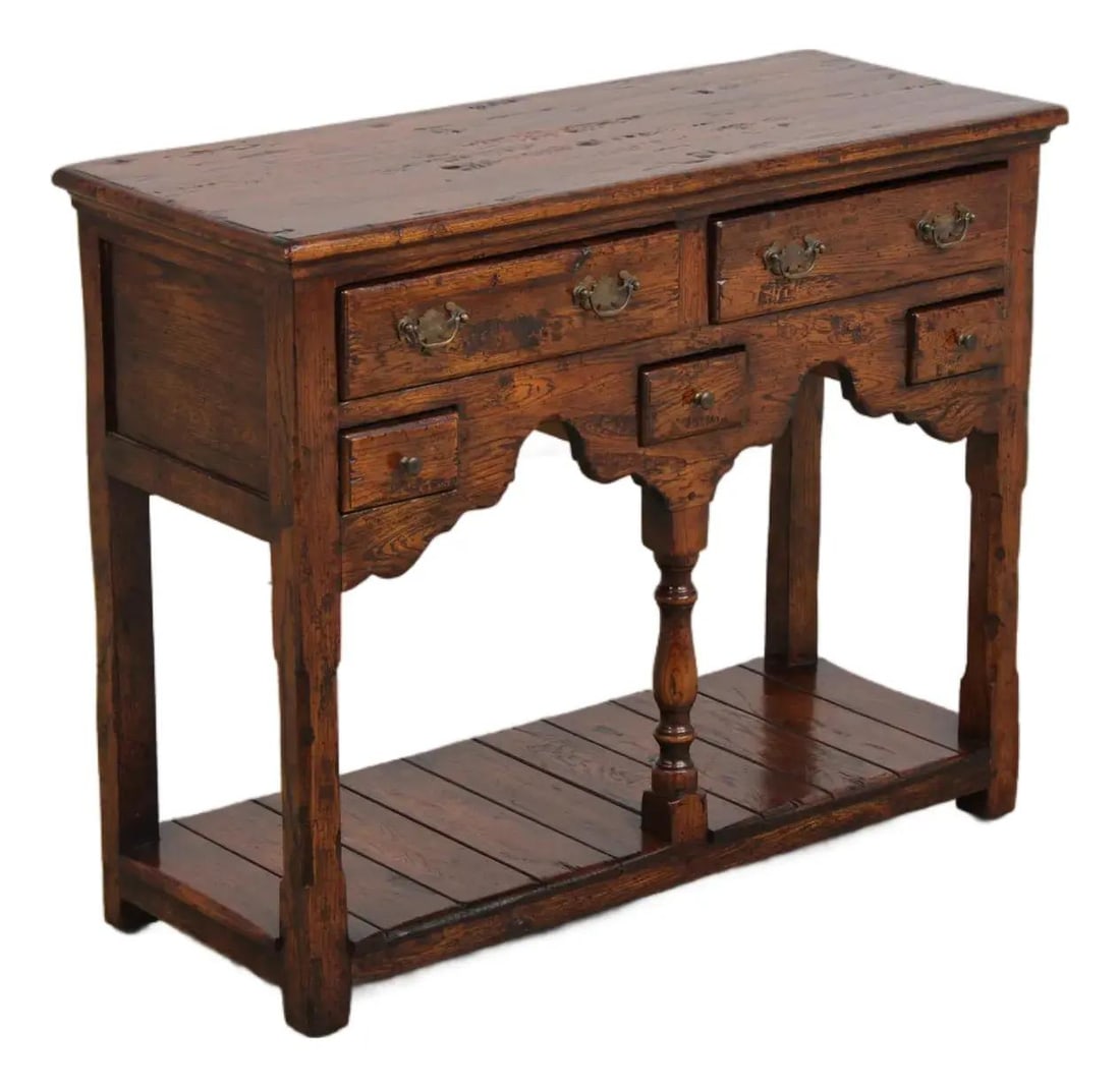 Rustic English Style Oak Server with 5 Drawers 2 Tiers (1 of 10)