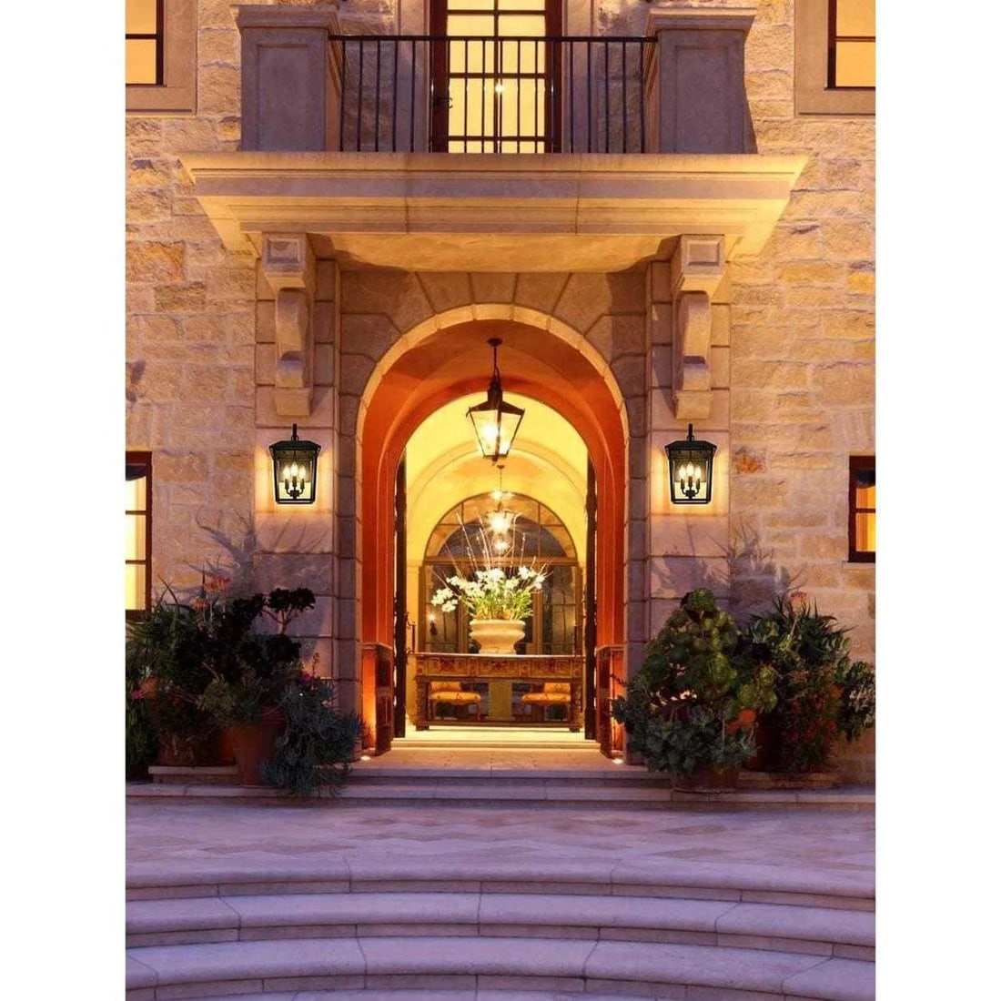 Riggs Black Iron Glass Outdoor Wall Lantern 17.3 inch 3-Light (1 of 9)