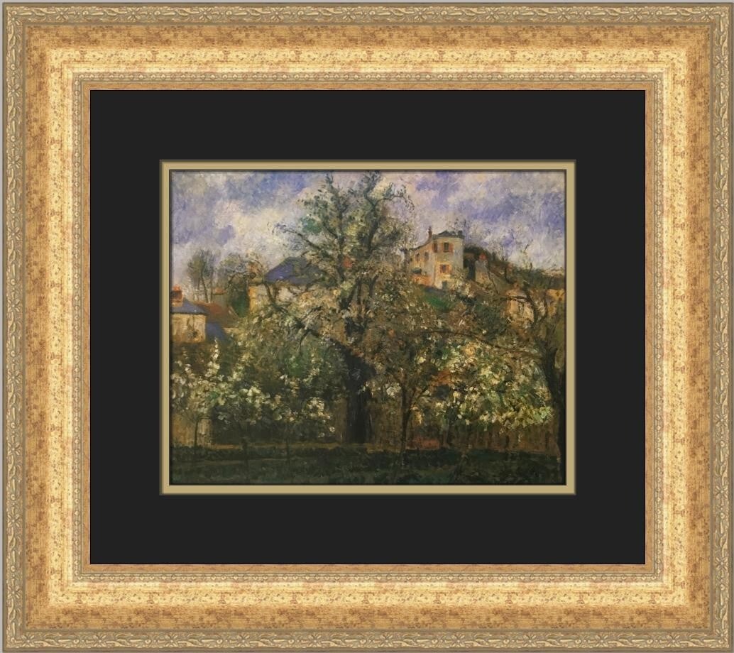 Camille Pissarro Kitchen Garden Framed Print 19 x 17 Antique Gold Frame: Camille Pissarro Kitchen Garden Framed Print 19 x 17 Antique Gold Frame Add a touch of elegance to your home decor with this stunning custom framed print titled 'Kitchen Garden with Trees and Flowers'